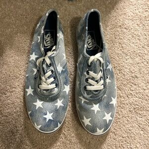 Vans Cedar Authentic sneakers light blue denim material with white star print 8